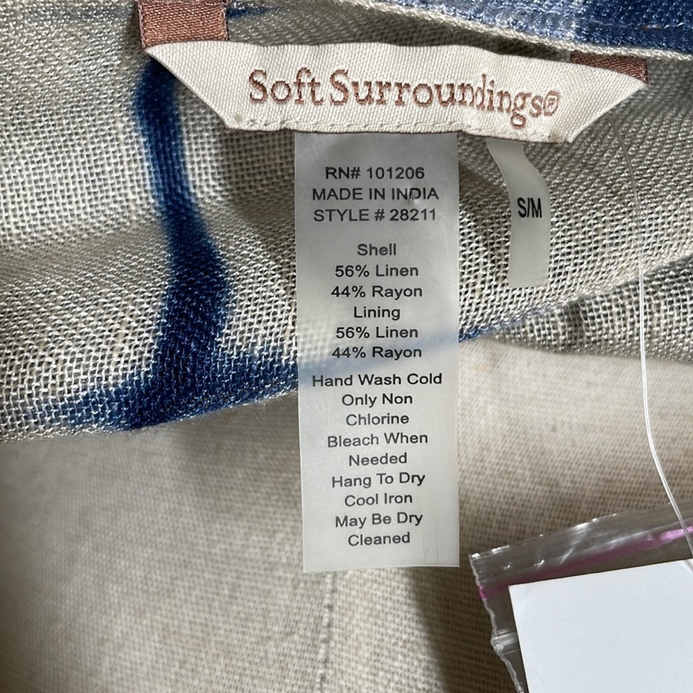 New Soft Surroundings indigo desert gauze linen vest reversible - Picture 7 of 7